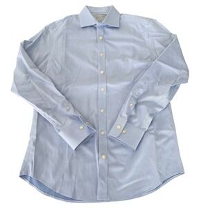 Twillory Men's Safe Cotton Tailored Fit Button Up‎ Dress Shirt Blue SZ 16 34/35
